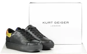Kurt Geiger Black Laney Eagle Rainbow Detail Trainers BNIB UK 5 EU 38 👠