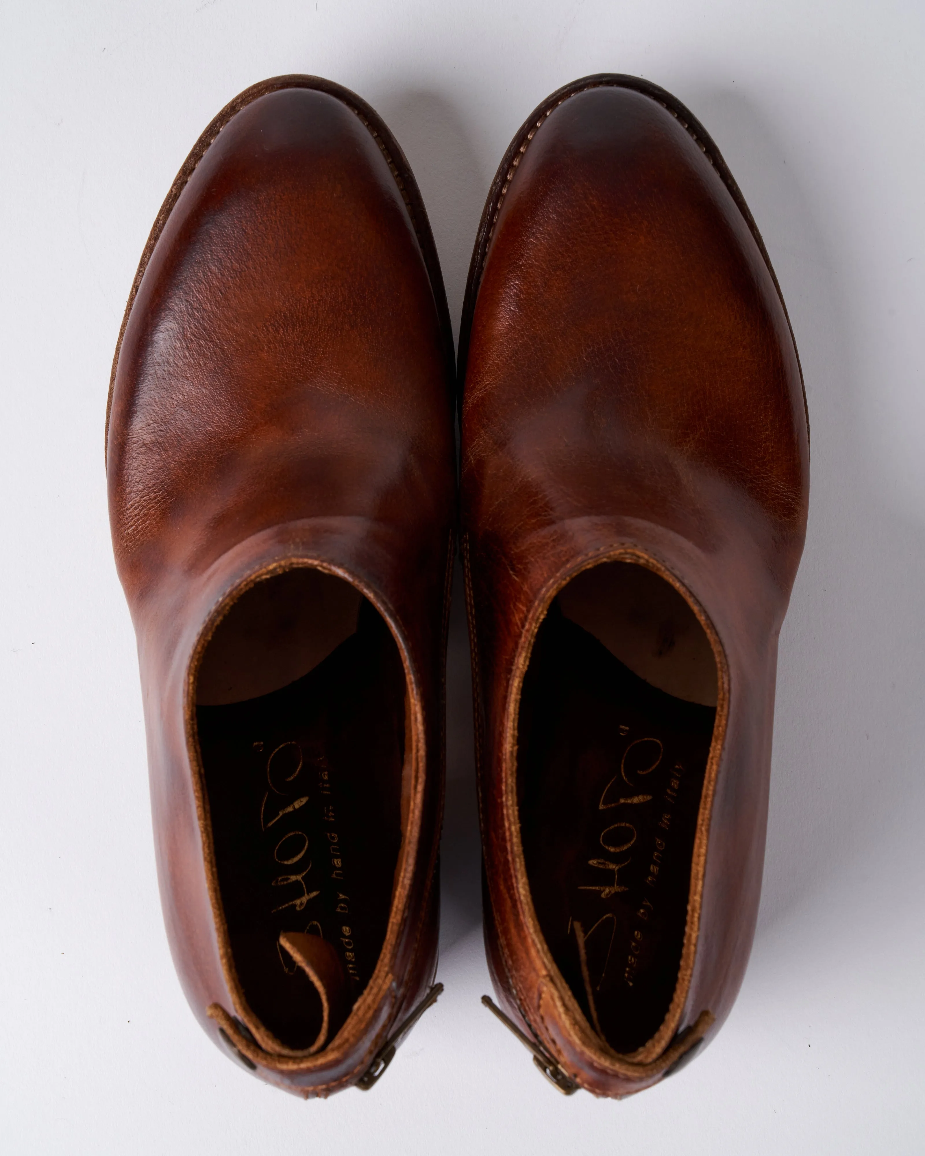 low ankle boot with side zip - brown ruf