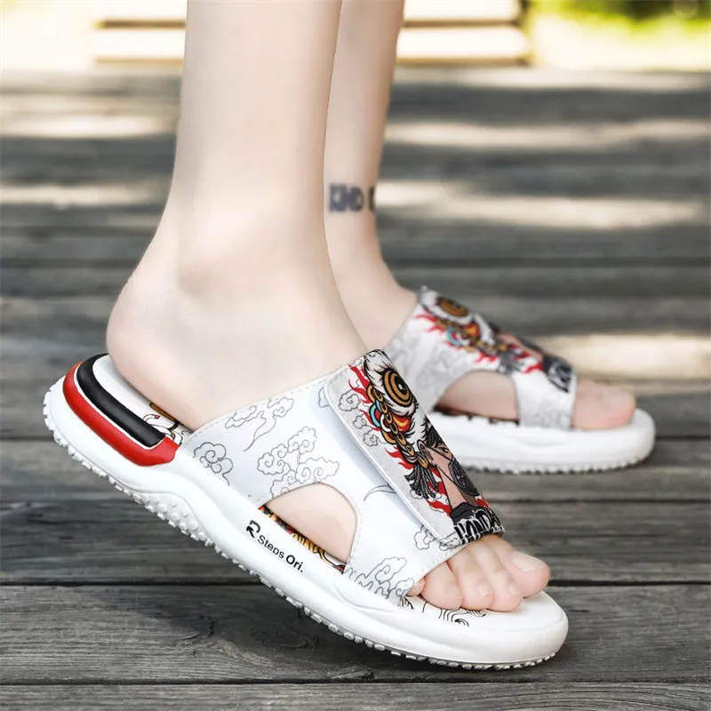 Masked Lion Dance Boy Design Men's Summer Sandals