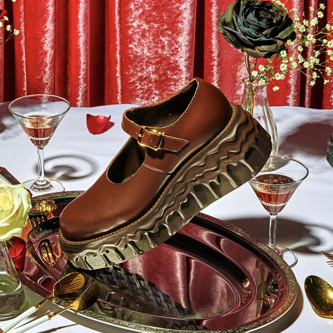 Melting Chocolate Leather Mary Jane (Brown)【Japan Jewelry】