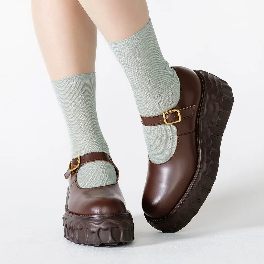 Melting Chocolate Leather Mary Jane (Brown)【Japan Jewelry】