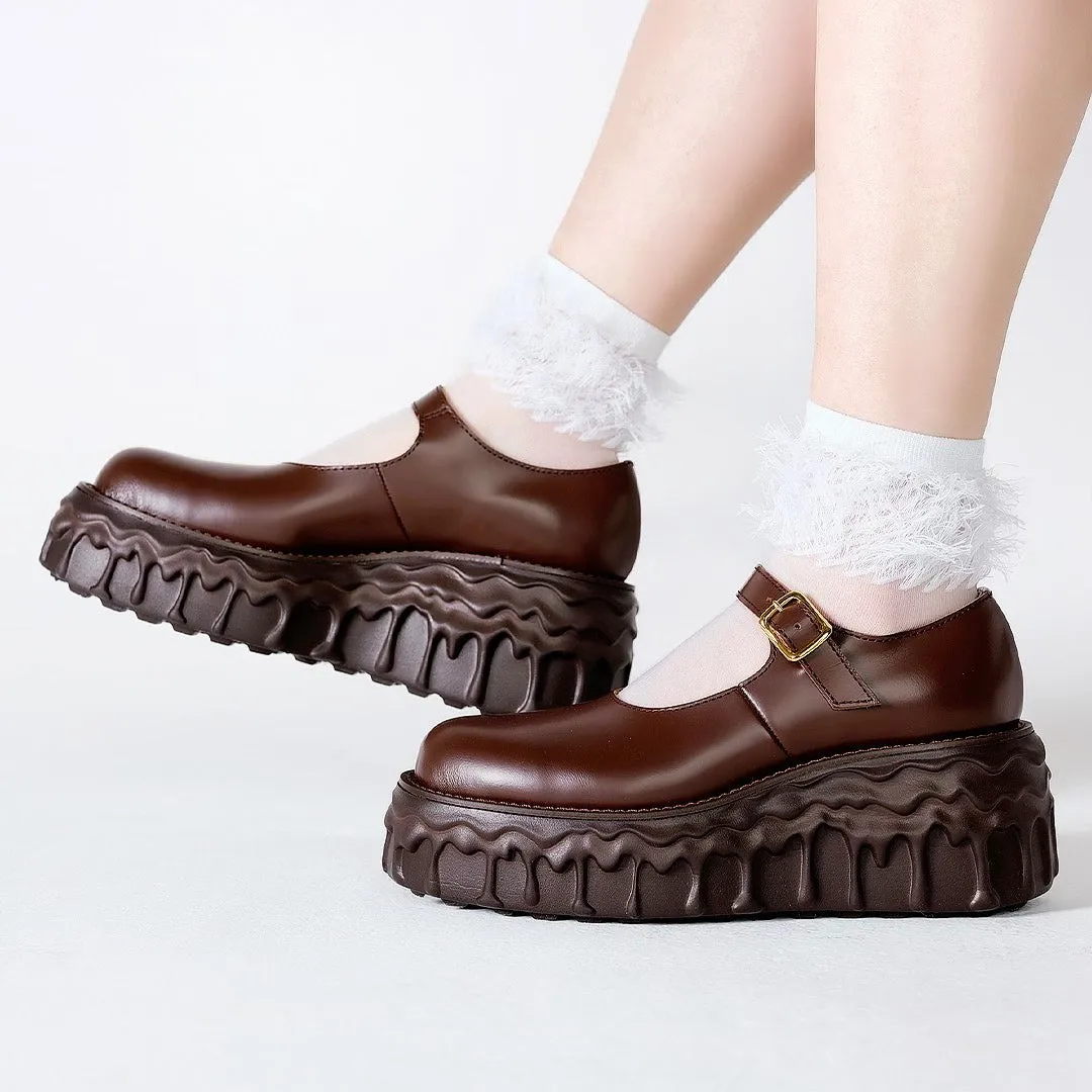 Melting Chocolate Leather Mary Jane (Brown)【Japan Jewelry】