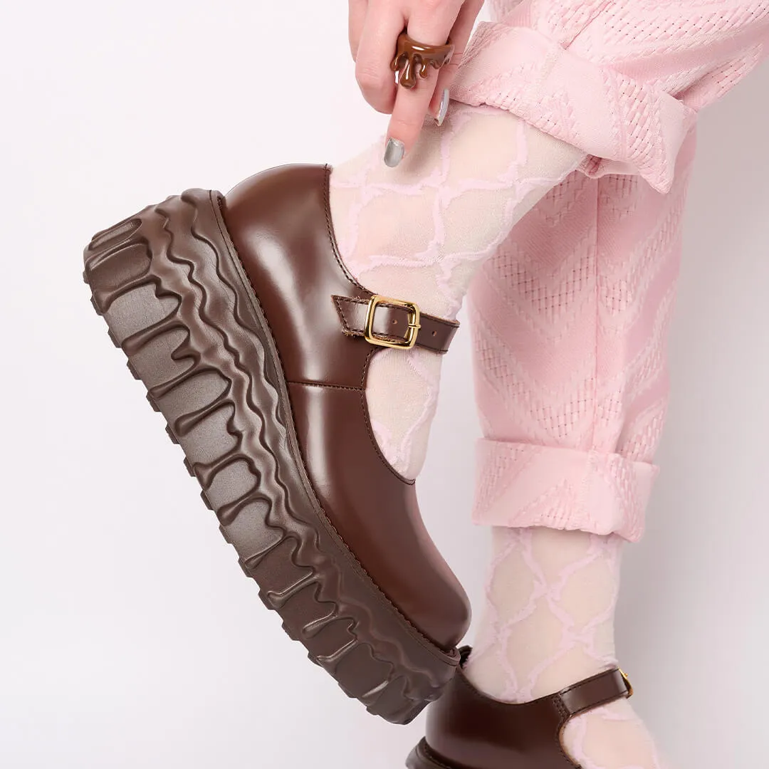 Melting Chocolate Leather Mary Jane (Brown)【Japan Jewelry】