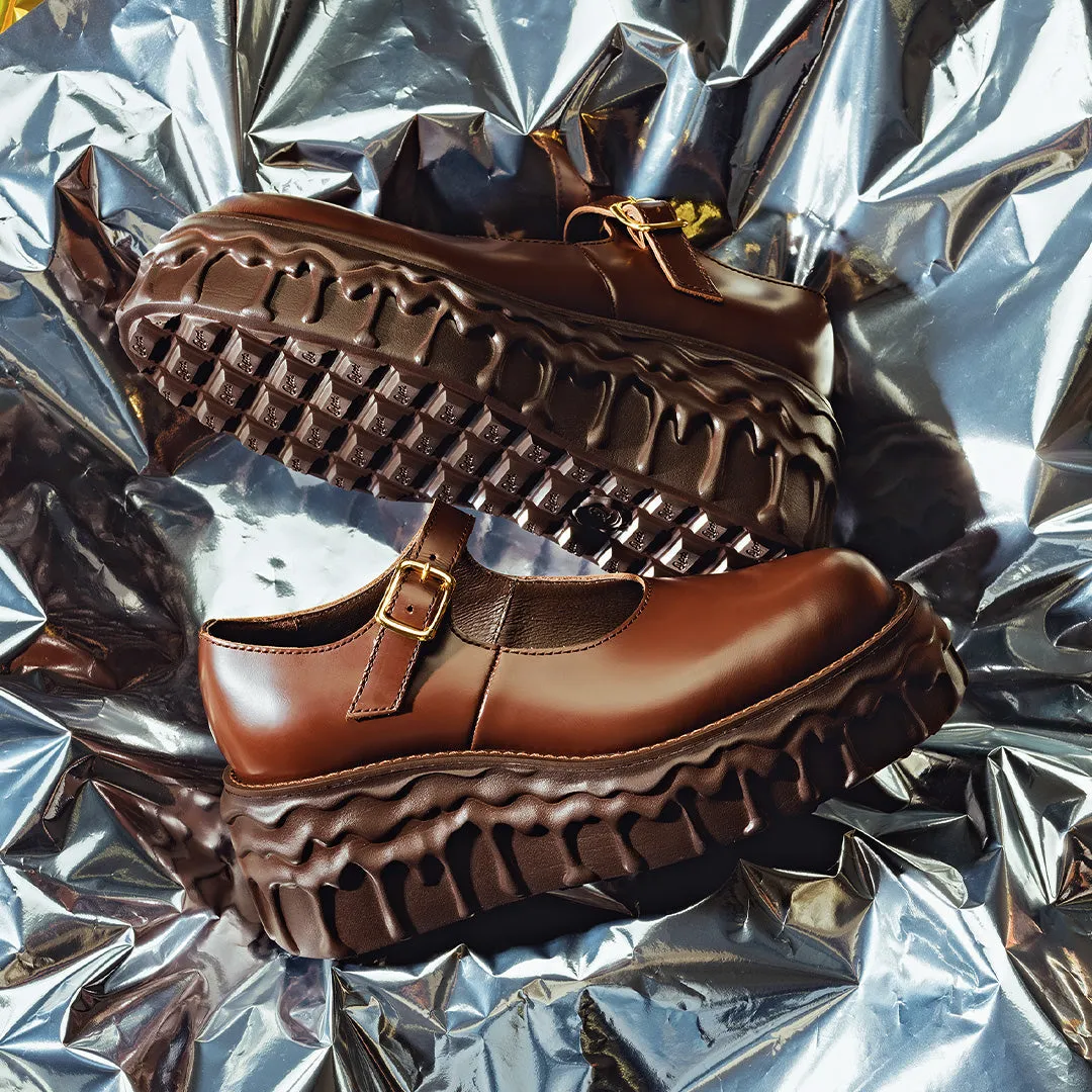 Melting Chocolate Leather Mary Jane (Brown)【Japan Jewelry】
