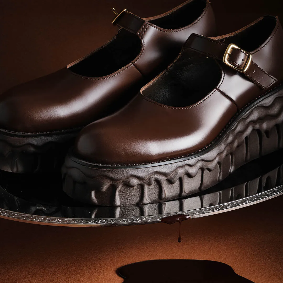 Melting Chocolate Leather Mary Jane (Brown)【Japan Jewelry】