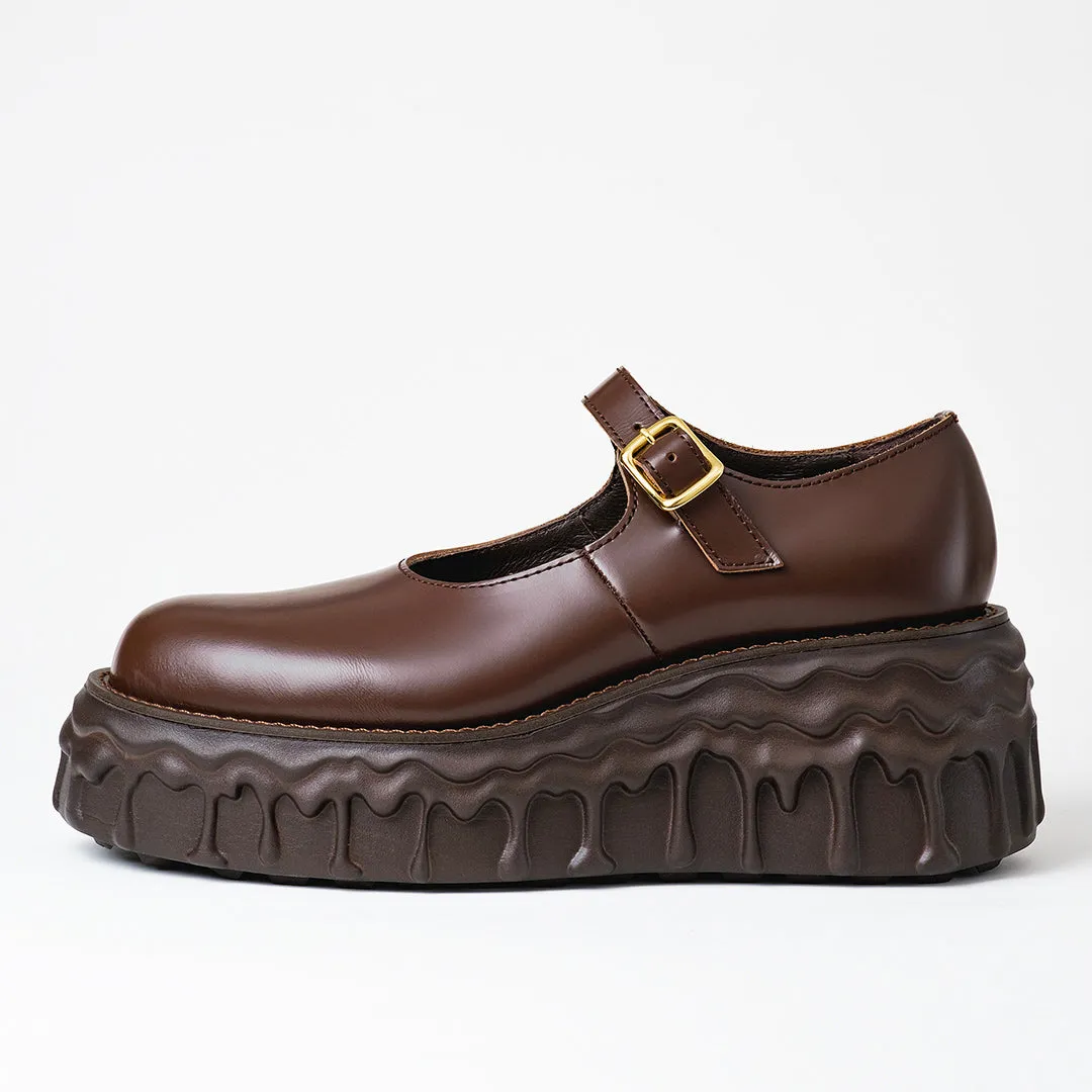 Melting Chocolate Leather Mary Jane (Brown)【Japan Jewelry】