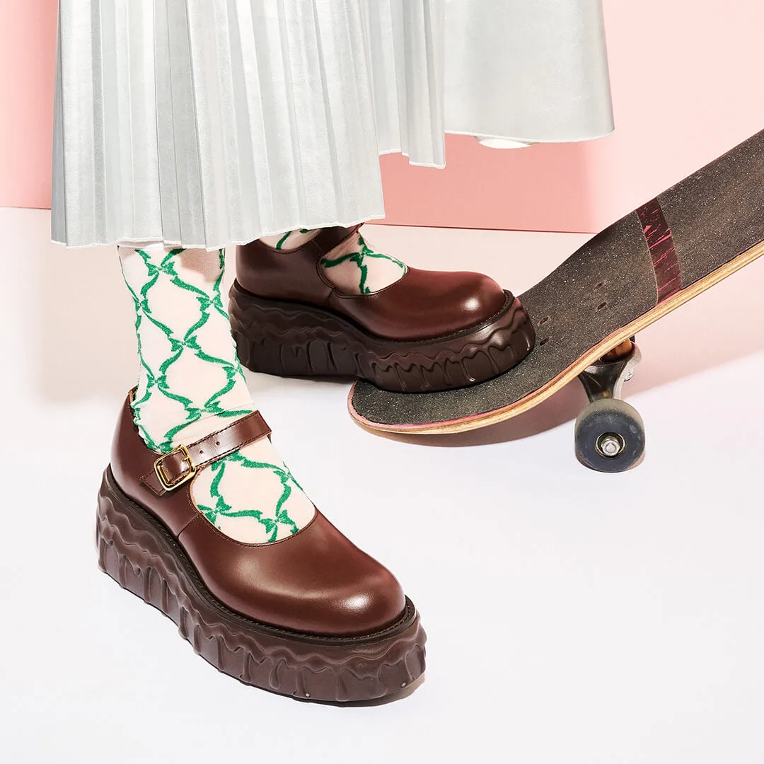 Melting Chocolate Leather Mary Jane (Brown)【Japan Jewelry】