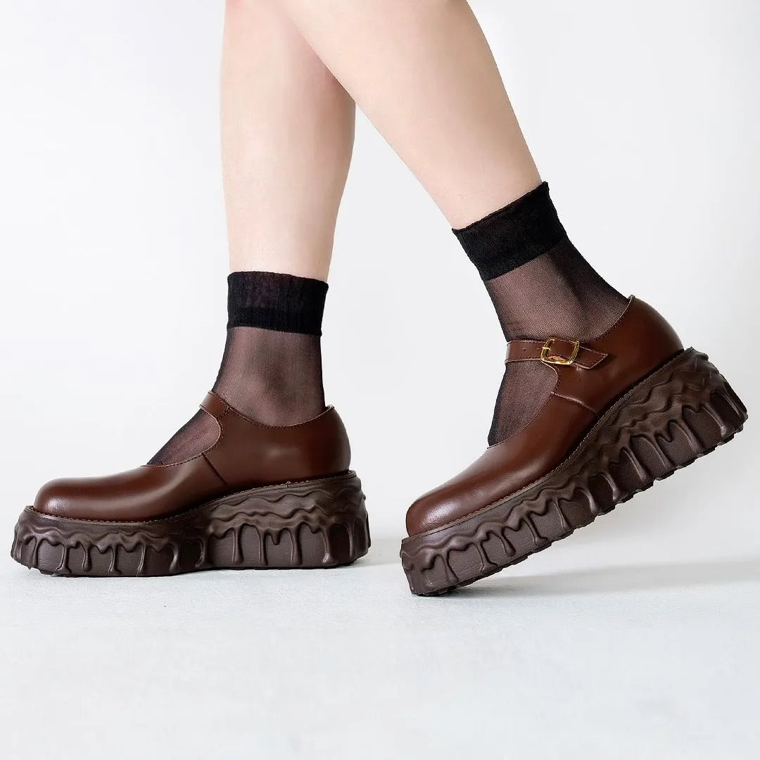 Melting Chocolate Leather Mary Jane (Brown)【Japan Jewelry】