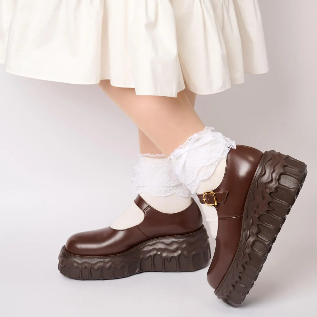 Melting Chocolate Leather Mary Jane (Brown)【Japan Jewelry】
