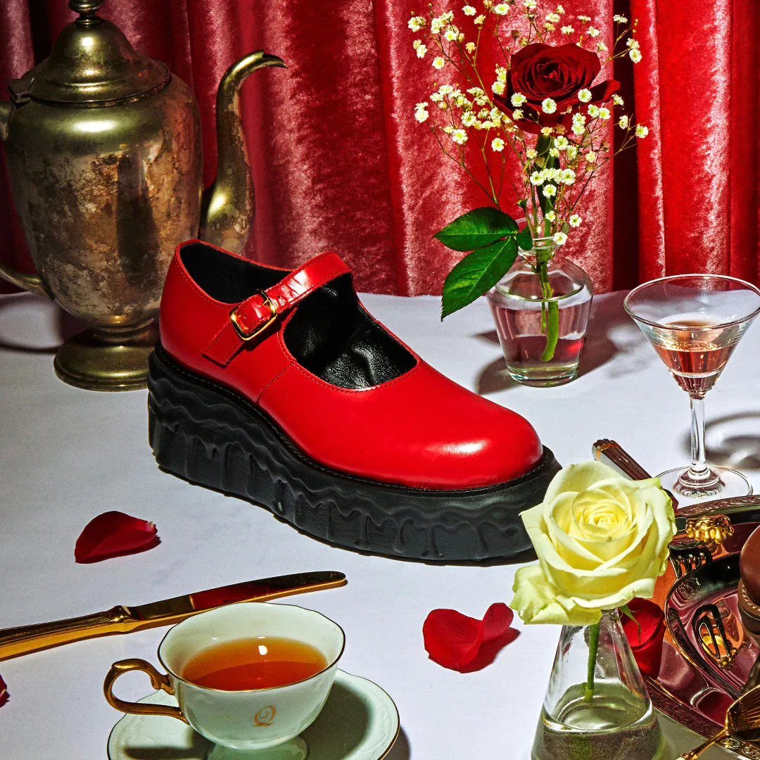 Melting Chocolate Leather Mary Jane (Red)【Japan Jewelry】
