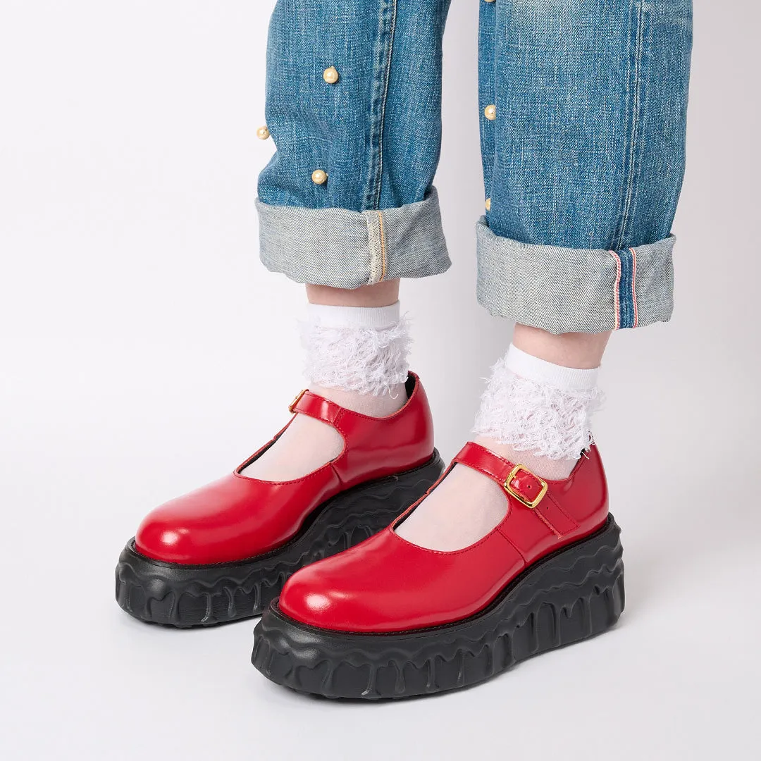 Melting Chocolate Leather Mary Jane (Red)【Japan Jewelry】