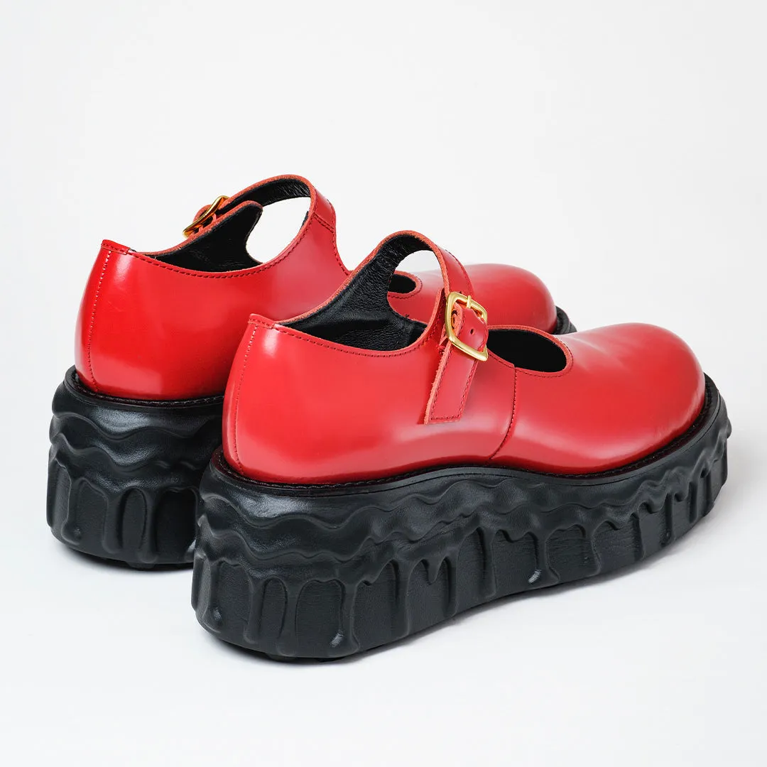 Melting Chocolate Leather Mary Jane (Red)【Japan Jewelry】