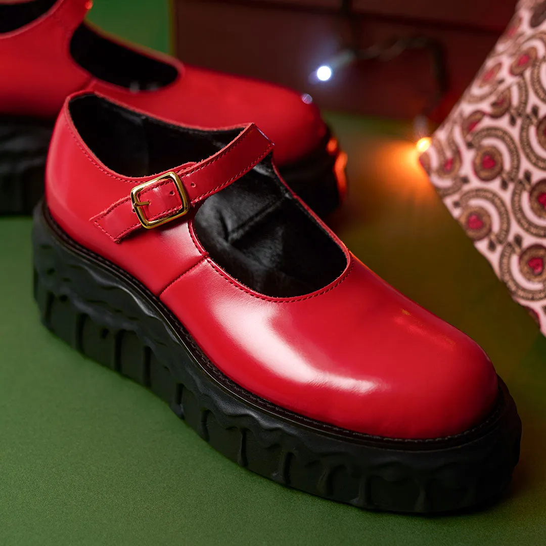 Melting Chocolate Leather Mary Jane (Red)【Japan Jewelry】