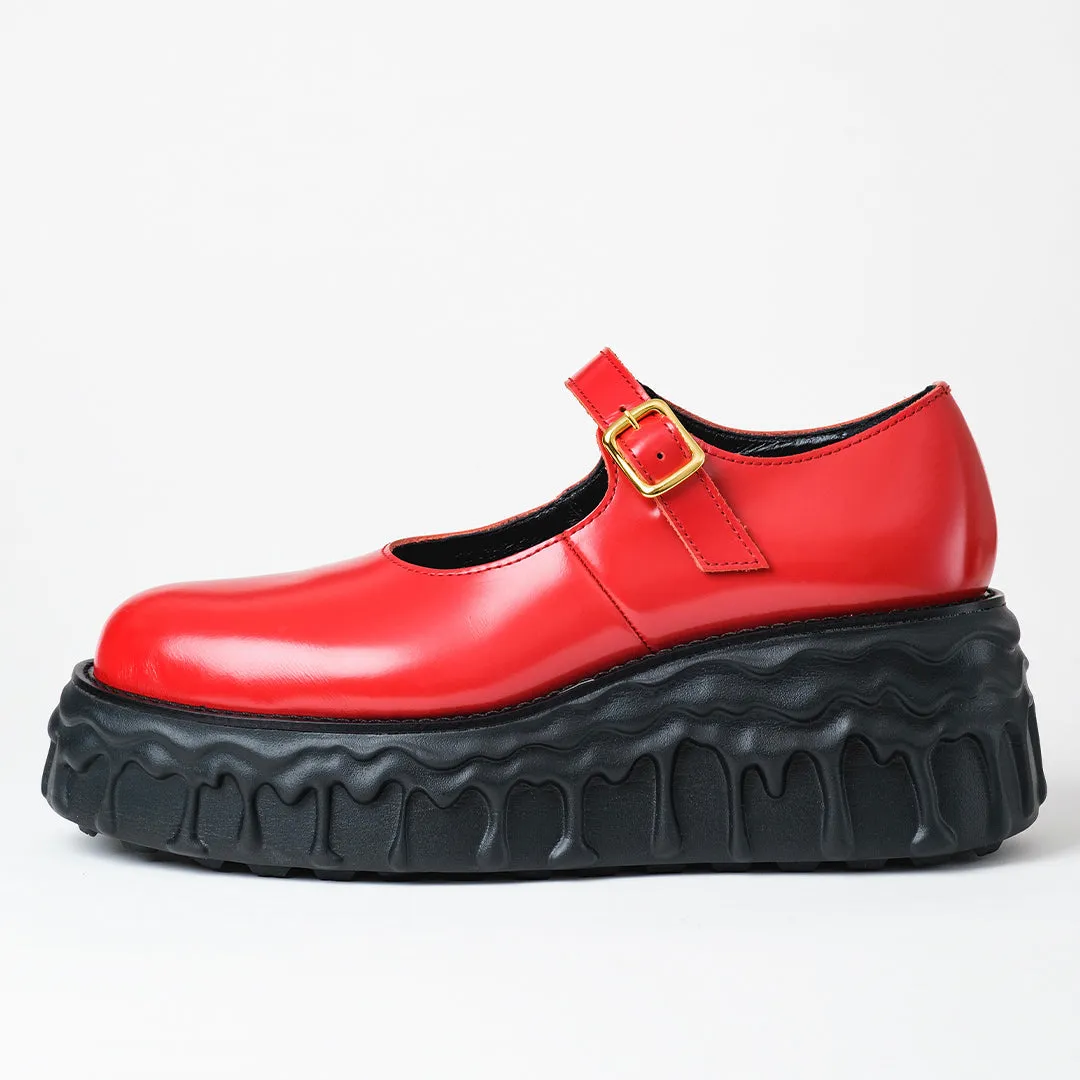 Melting Chocolate Leather Mary Jane (Red)【Japan Jewelry】