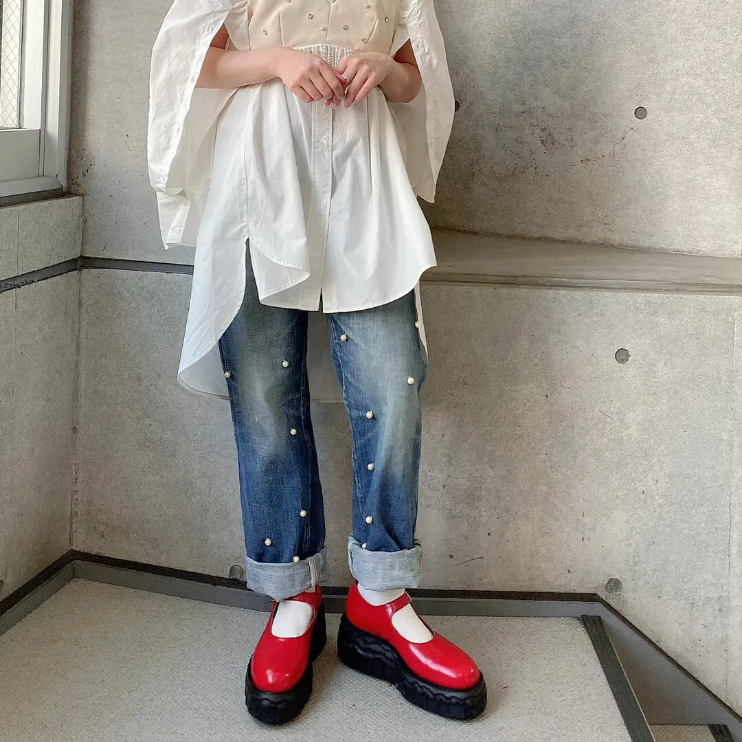 Melting Chocolate Leather Mary Jane (Red)【Japan Jewelry】