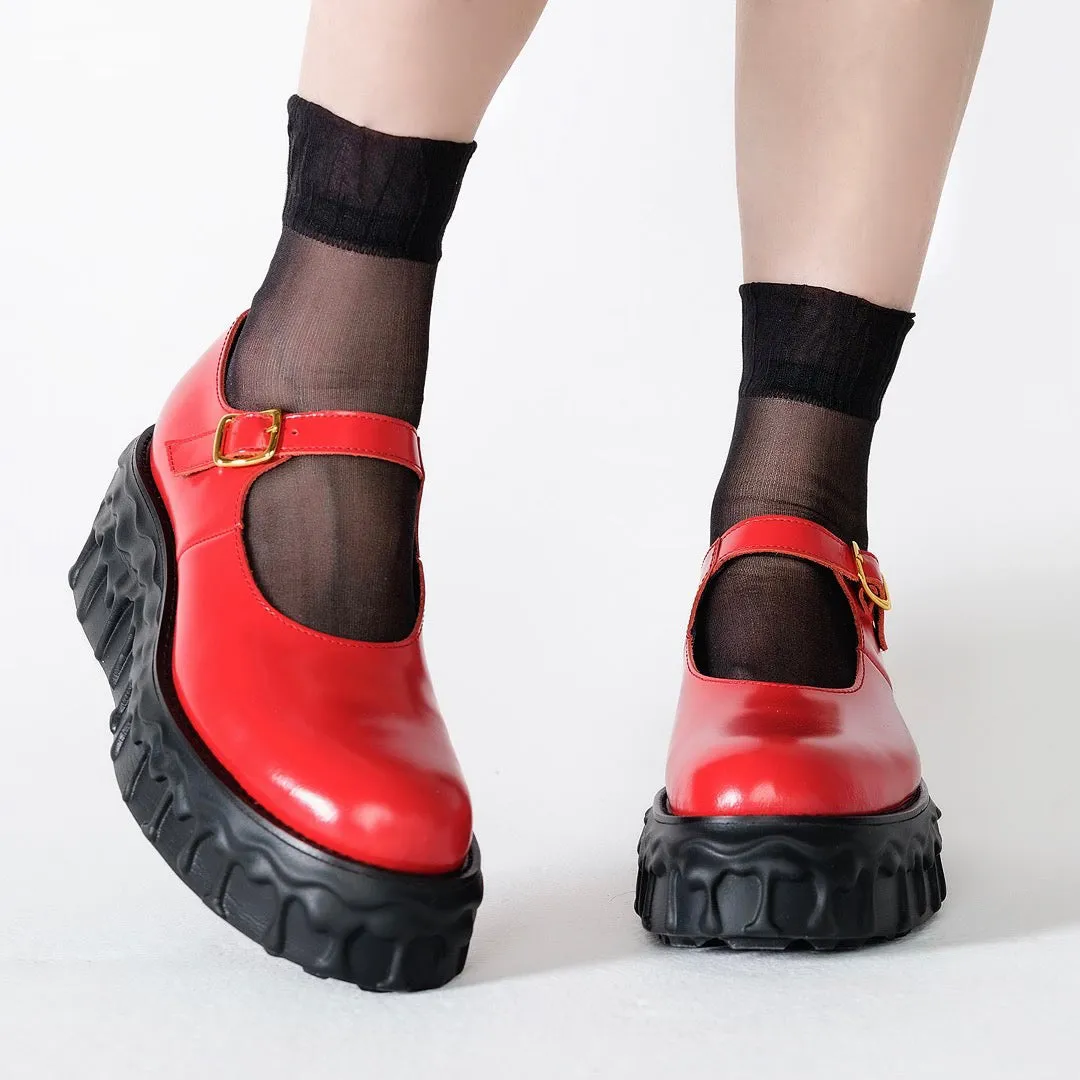 Melting Chocolate Leather Mary Jane (Red)【Japan Jewelry】