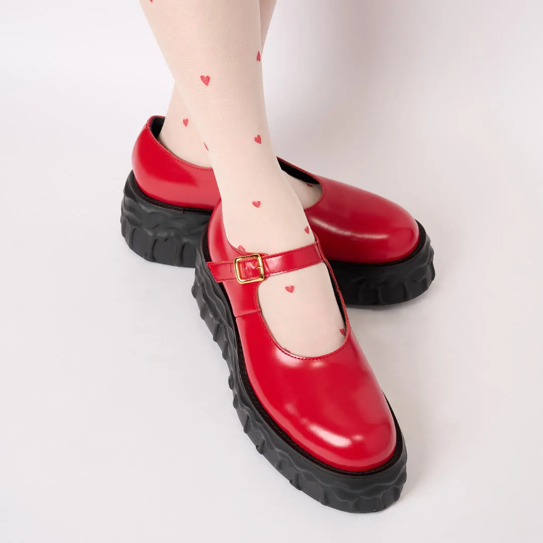 Melting Chocolate Leather Mary Jane (Red)【Japan Jewelry】