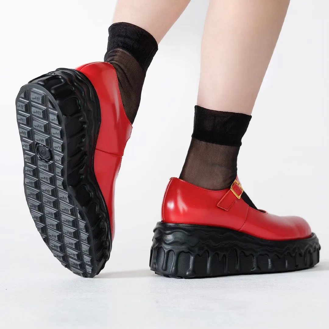 Melting Chocolate Leather Mary Jane (Red)【Japan Jewelry】