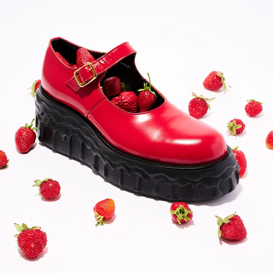 Melting Chocolate Leather Mary Jane (Red)【Japan Jewelry】