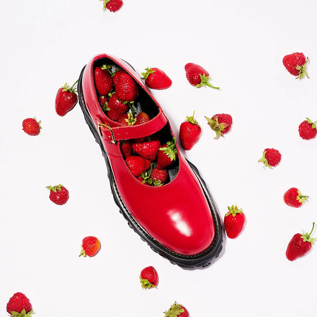 Melting Chocolate Leather Mary Jane (Red)【Japan Jewelry】