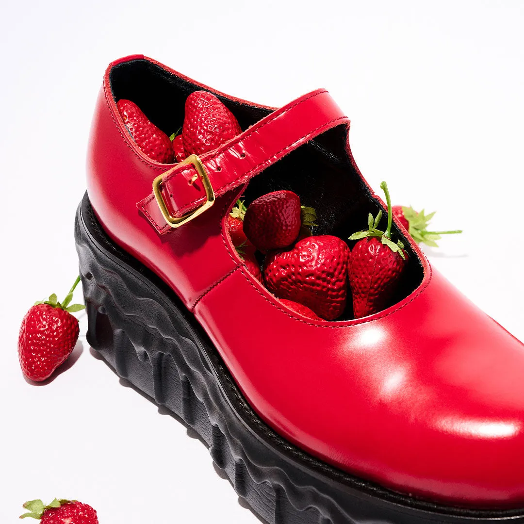 Melting Chocolate Leather Mary Jane (Red)【Japan Jewelry】