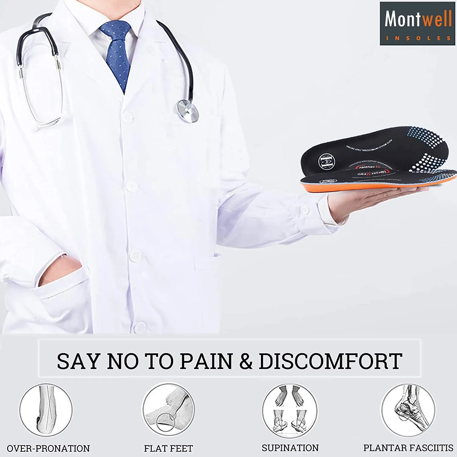 Memory Foam Orthotic Shoe Inserts Relieve Heel Pain Anti-Fatigue Shoe Insoles