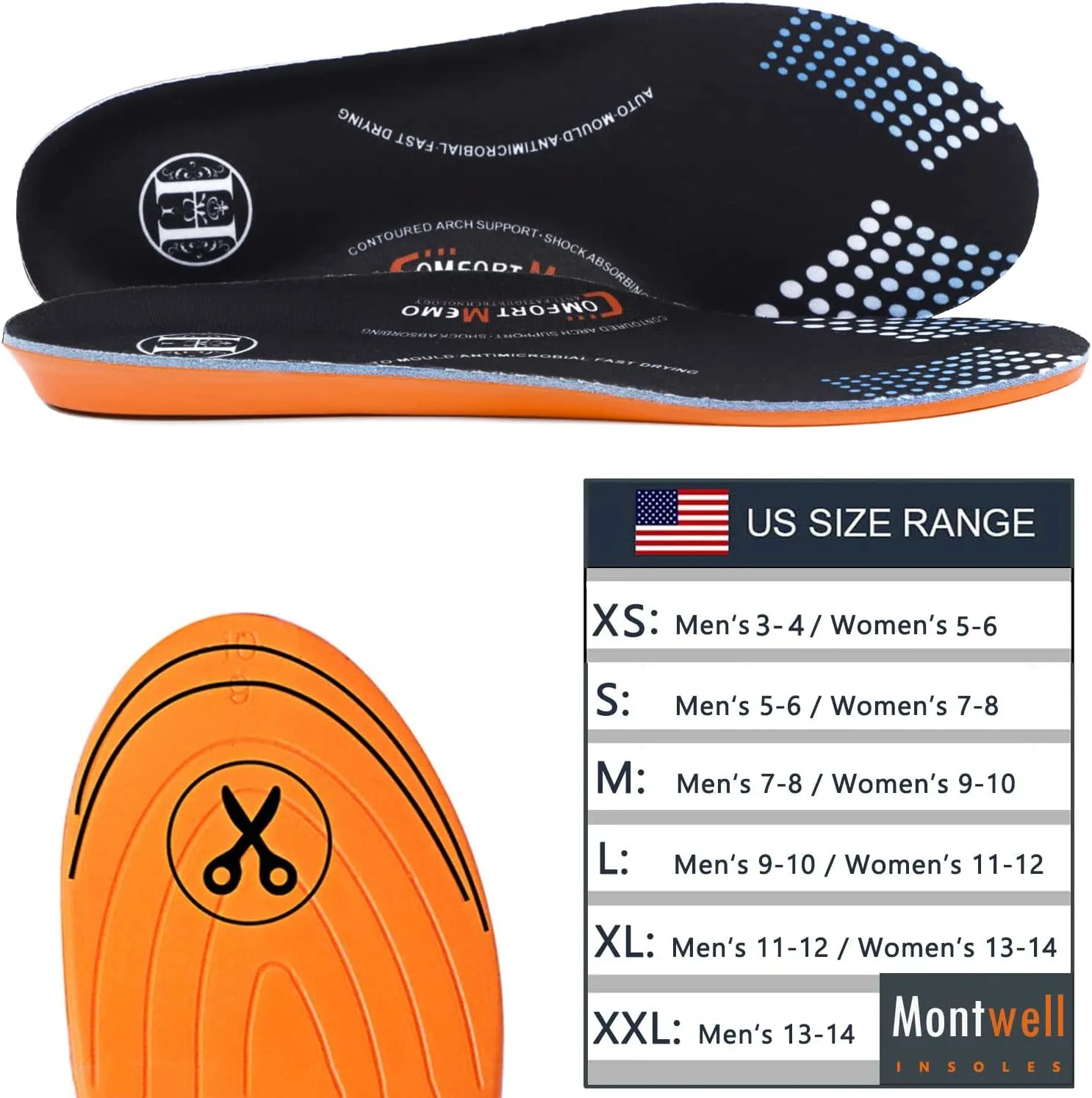Memory Foam Orthotic Shoe Inserts Relieve Heel Pain Anti-Fatigue Shoe Insoles