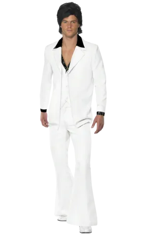 Mens 1970s White Disco Suit Costume
