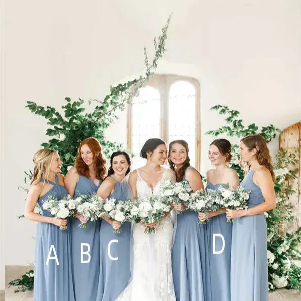 Mismatched Halter Sweetheart A-line Elegant Simple Pretty Long Bridesmaid Dresses,BDS0223