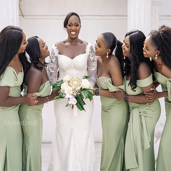 Mismatched Off-shoulder Sweetheart Mermaid Elegant Simple Pretty Long Bridesmaid Dresses,BDS0235