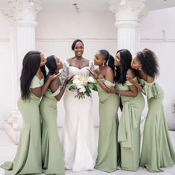 Mismatched Off-shoulder Sweetheart Mermaid Elegant Simple Pretty Long Bridesmaid Dresses,BDS0235