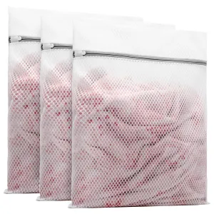 Muchfun 3Pcs Durable Honeycomb Mesh Laundry Bags for Delicates 16 x 20 Inches (3 Large)