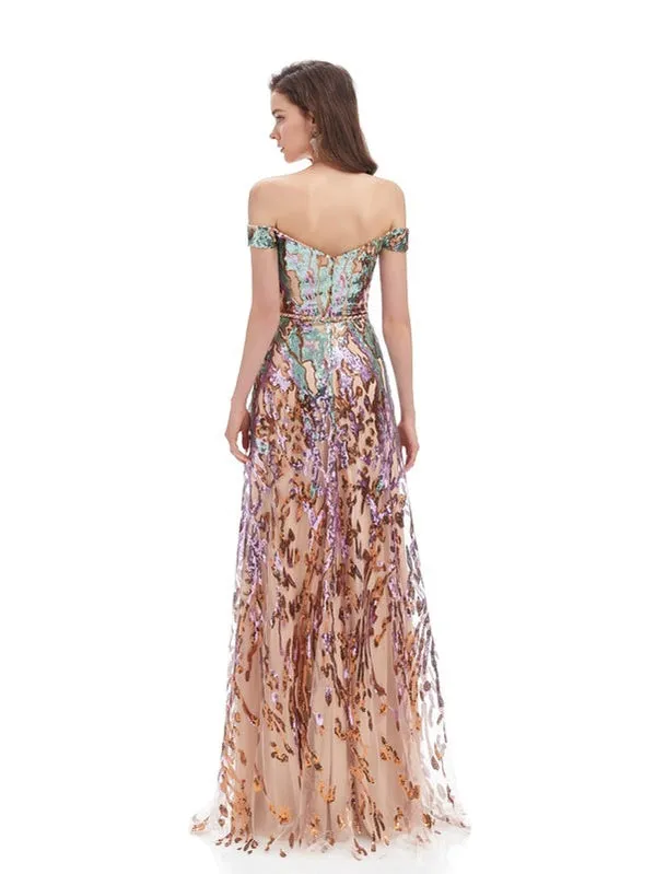 Off Shoulder A-line Strapless Cheap Long Prom Dresses Online, Dance Dresses,12784