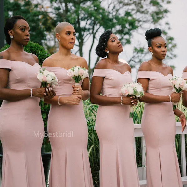 Off-shoulder Mermaid Elegant Simple Pretty Long Bridesmaid Dresses,BDS0226