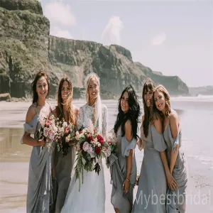 Off-shoulder Spaghetti straps Elegant Simple Pretty Long Bridesmaid Dresses,BDS0239