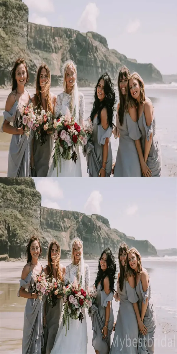 Off-shoulder Spaghetti straps Elegant Simple Pretty Long Bridesmaid Dresses,BDS0239