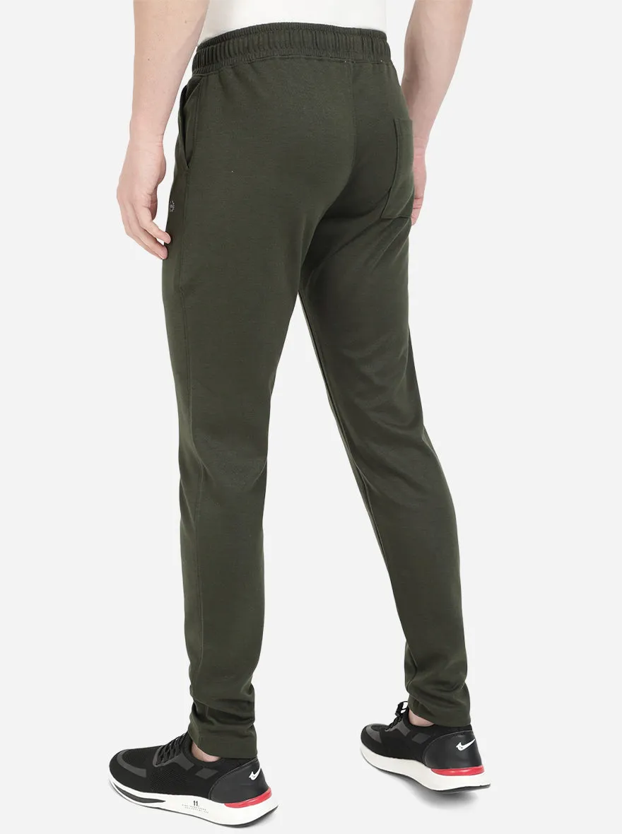 Olive Green Solid Regular Fit Track Pant | JadeBlue