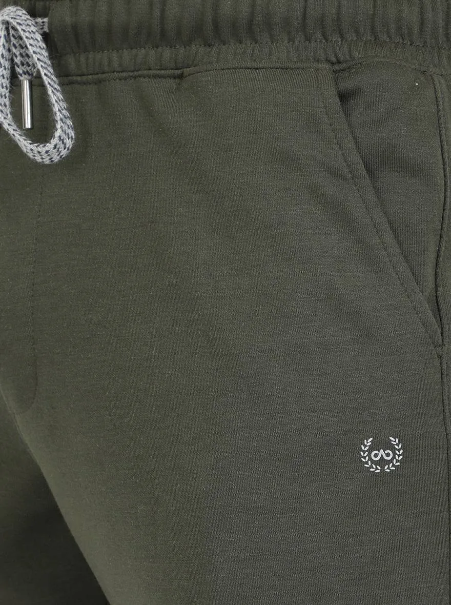 Olive Green Solid Regular Fit Track Pant | JadeBlue