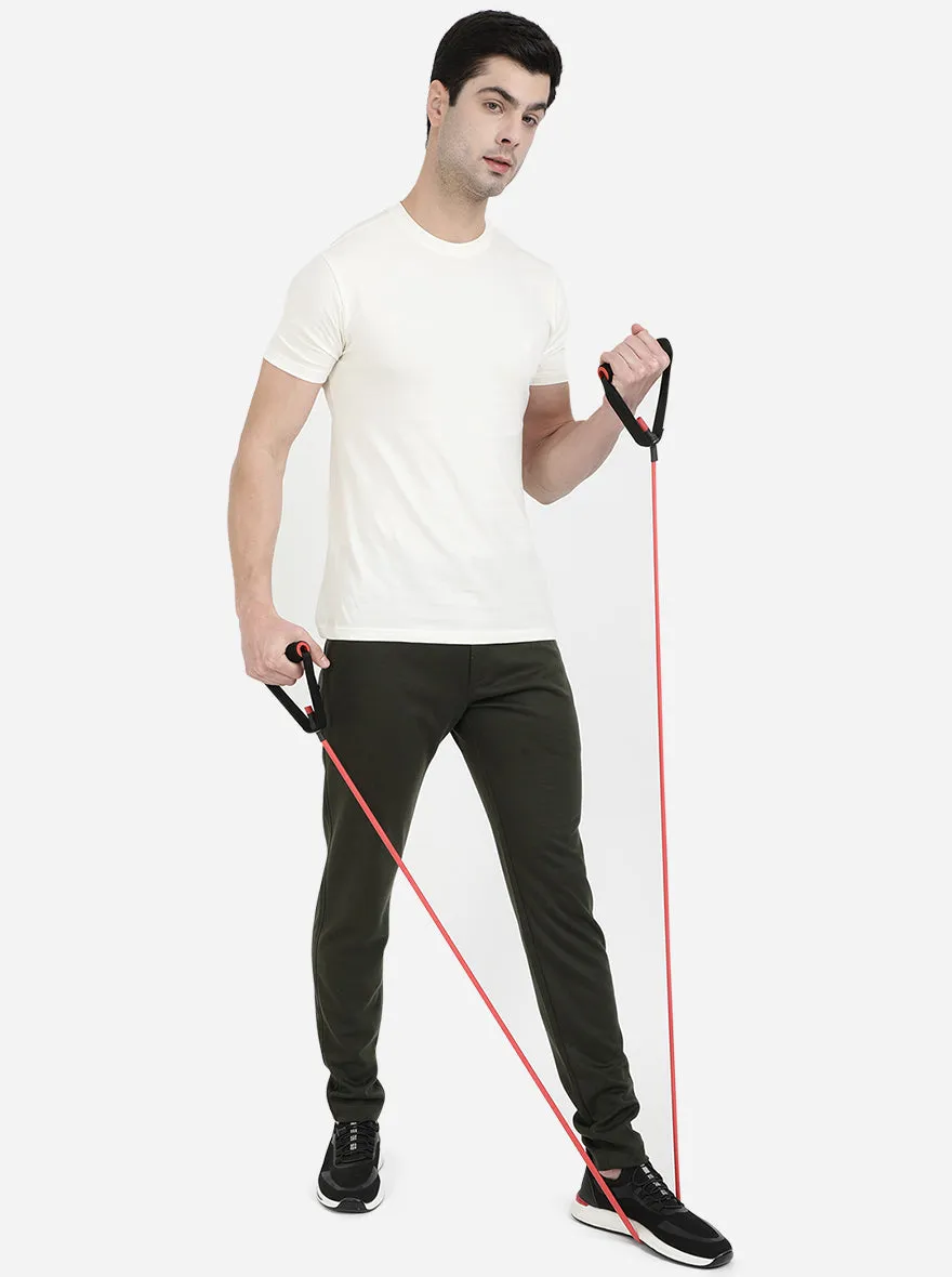 Olive Green Solid Regular Fit Track Pant | JadeBlue