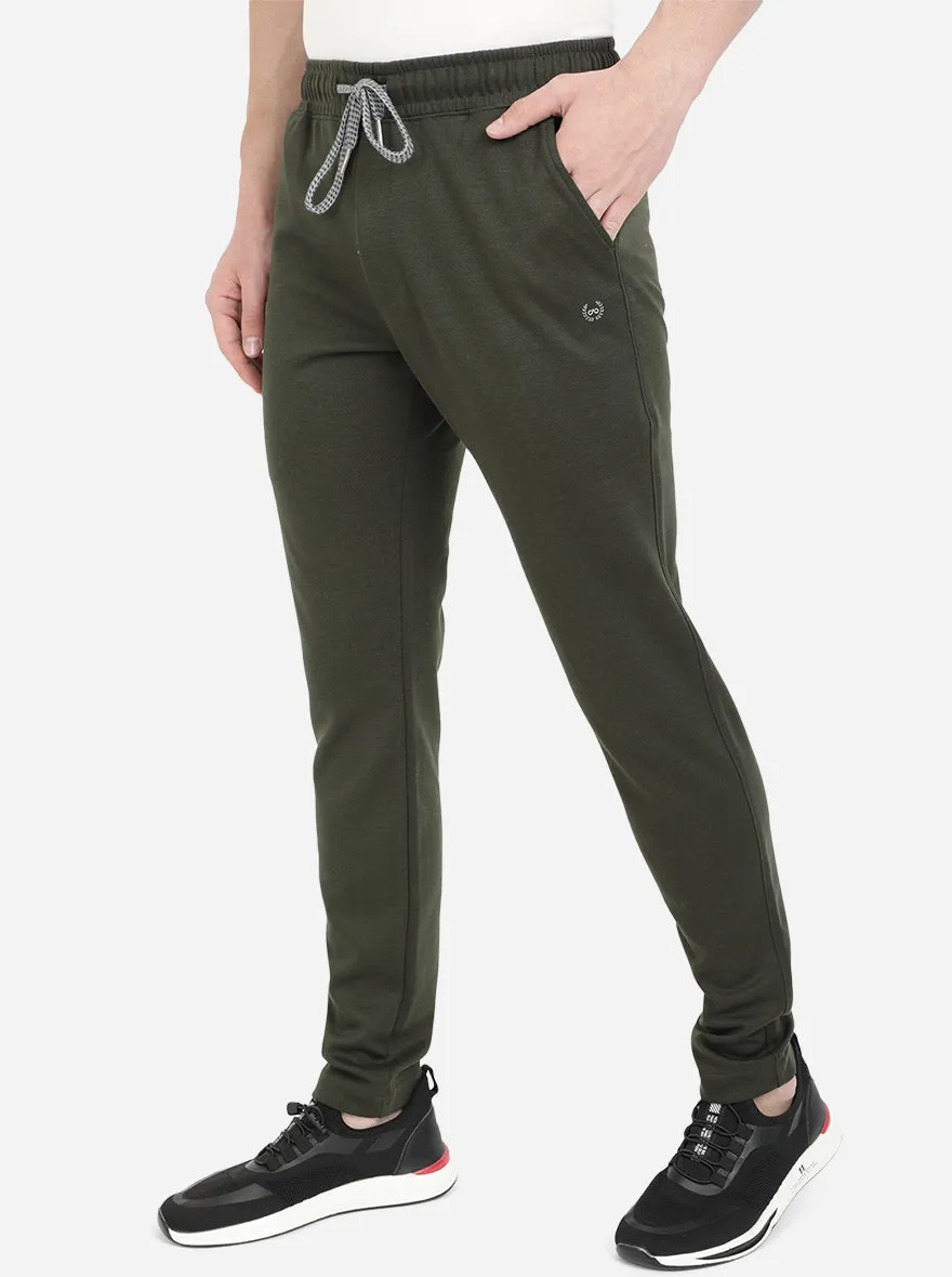 Olive Green Solid Regular Fit Track Pant | JadeBlue