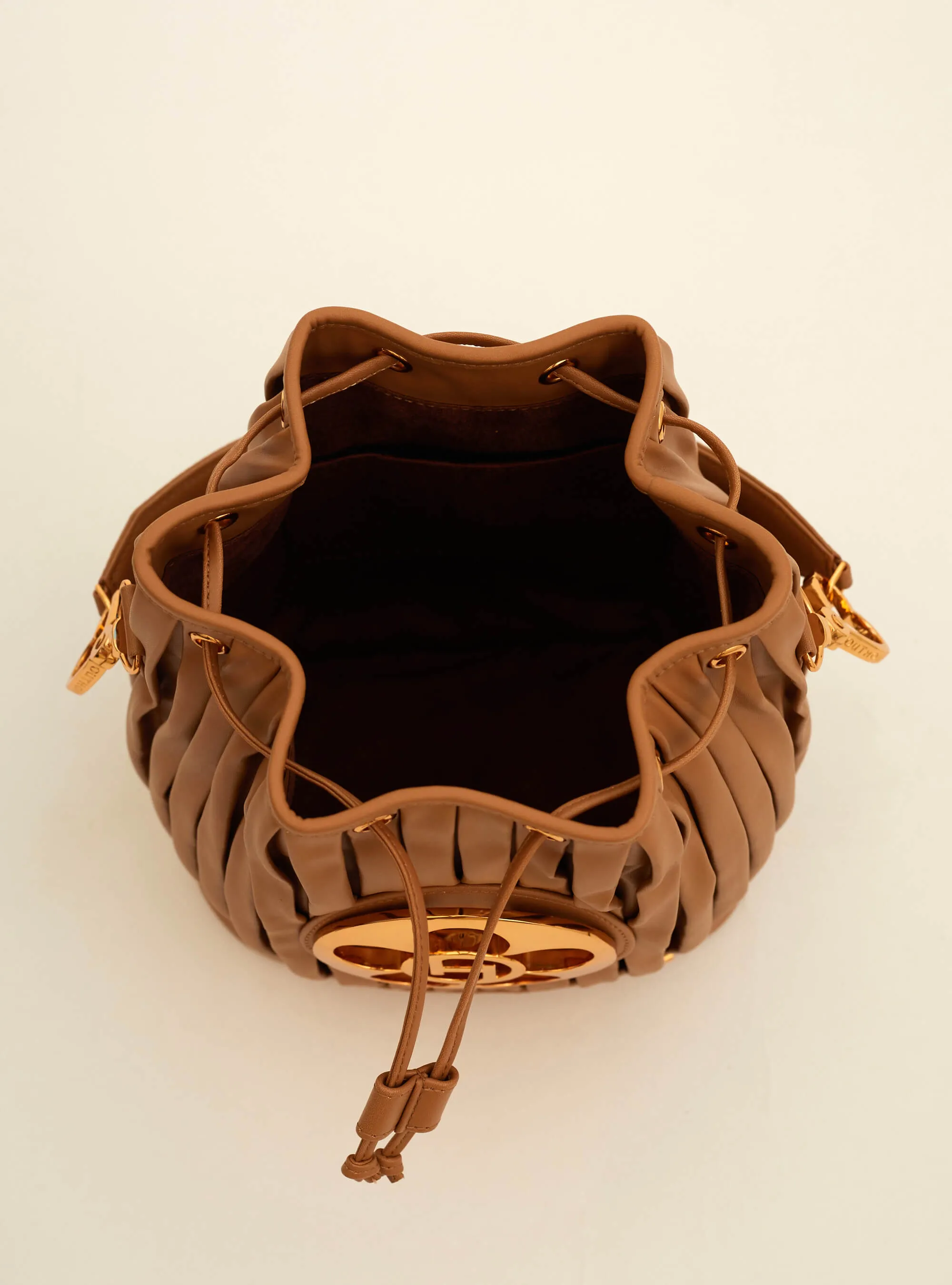 Outhouse   I   Oh Poppi East Village Bucket Bag in Beige Vegan Leather Accessories OHBG21BB041