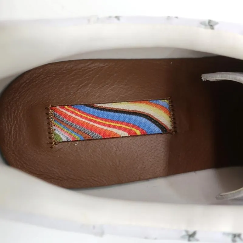 Paul Smith Rabbit Low Top Sneakers White Stars-Punched Leather Size 38