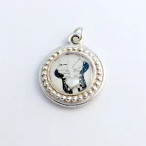 Pewter frame Irish Dance soft shoe with sterling silver heart pendant-resin,Feis