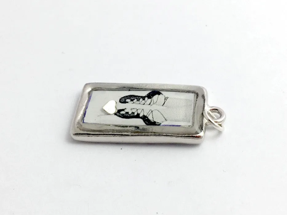 Pewter Frame with Irish Dance soft shoes and sterling silver heart print pendant-resin, Feis,