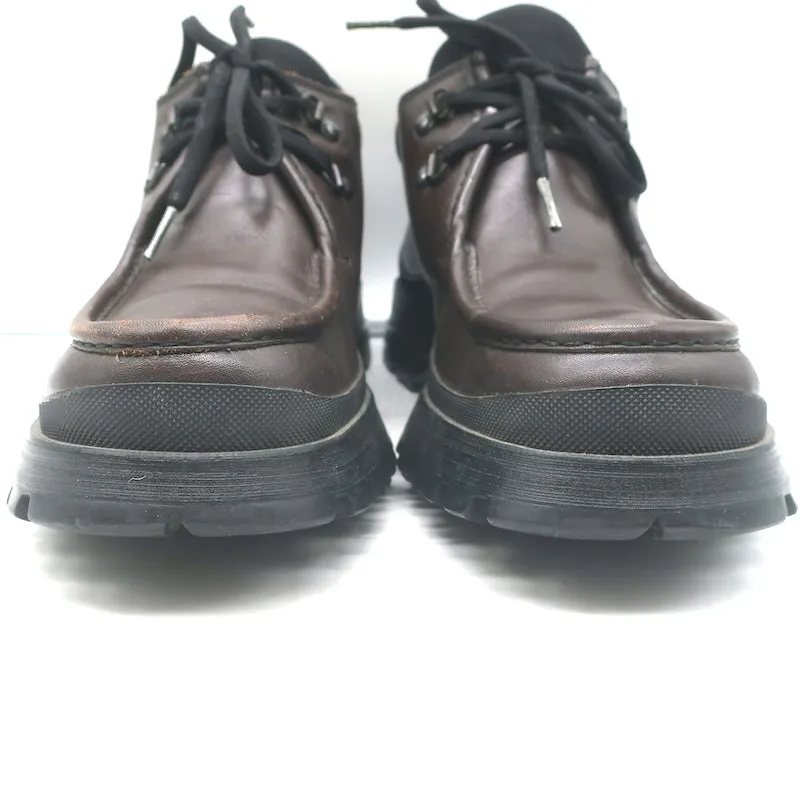 Prada Tyrolean Brixxen Lace-Up Hiking Boots Dark Brown Leather Size 7.5
