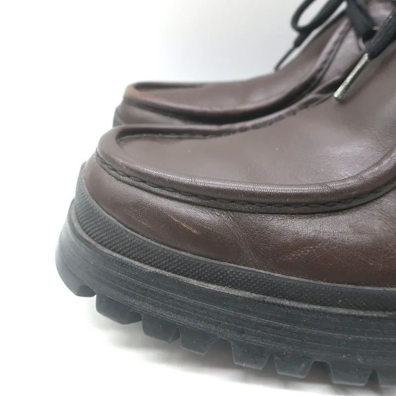 Prada Tyrolean Brixxen Lace-Up Hiking Boots Dark Brown Leather Size 7.5