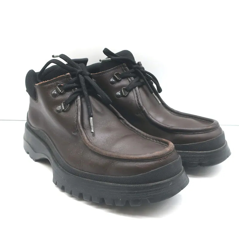 Prada Tyrolean Brixxen Lace-Up Hiking Boots Dark Brown Leather Size 7.5