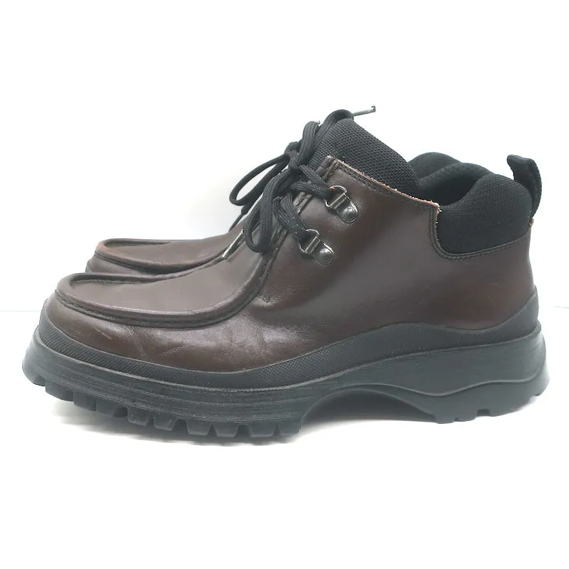 Prada Tyrolean Brixxen Lace-Up Hiking Boots Dark Brown Leather Size 7.5