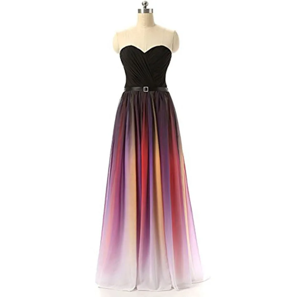 sd-hk Women Evening Maxi Dress Ombre Sleeveless Prom Gowns