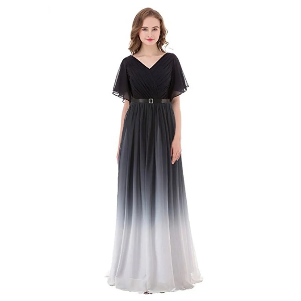 sd-hk Women Evening Maxi Dress Ombre Sleeveless Prom Gowns